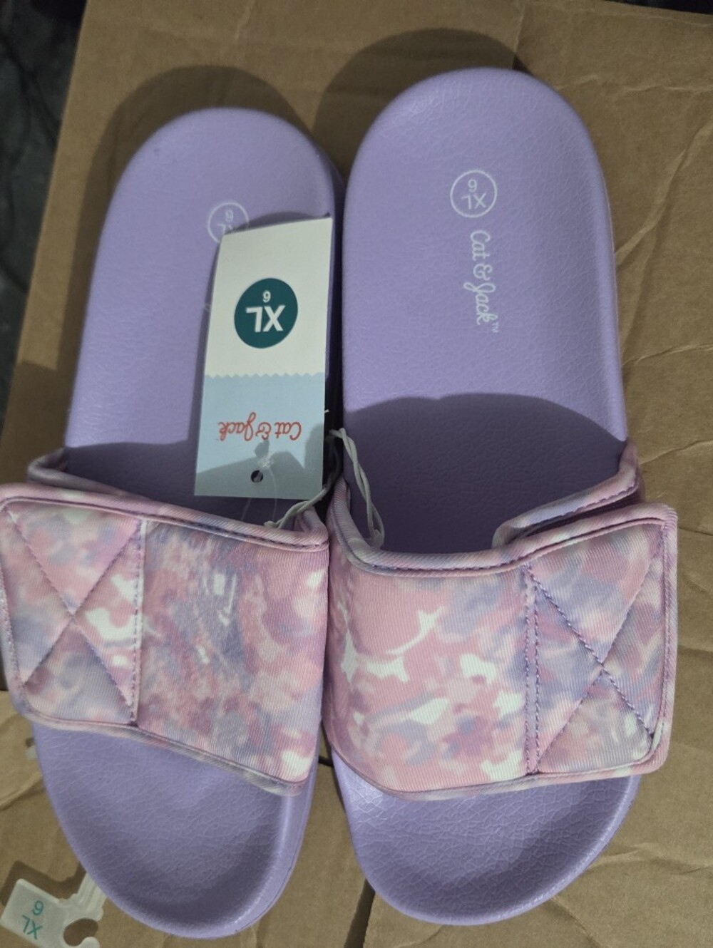 Cat & Jack Lavender and Pink Adjustable Slide Sandals